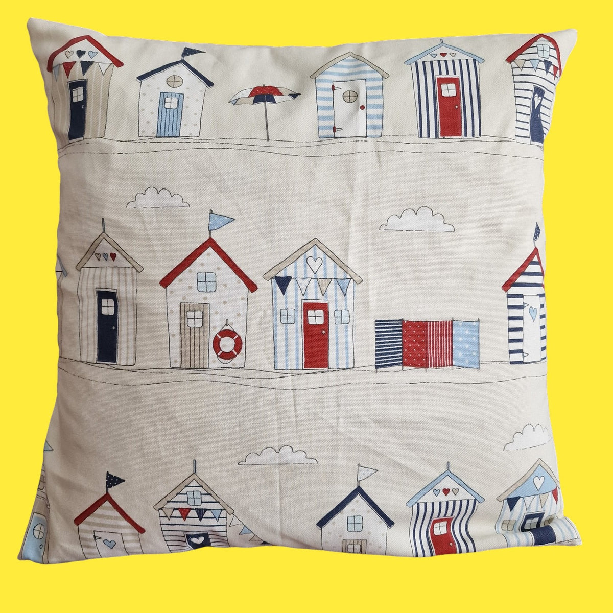 Easy DIY Envelope Back Beach Huts Cushion Covers sewing kit Happy Days Sewing