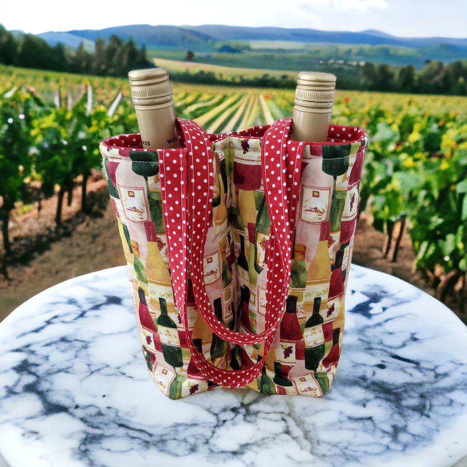 Twin Wine Bottle Bag Beginner Sewing Pattern